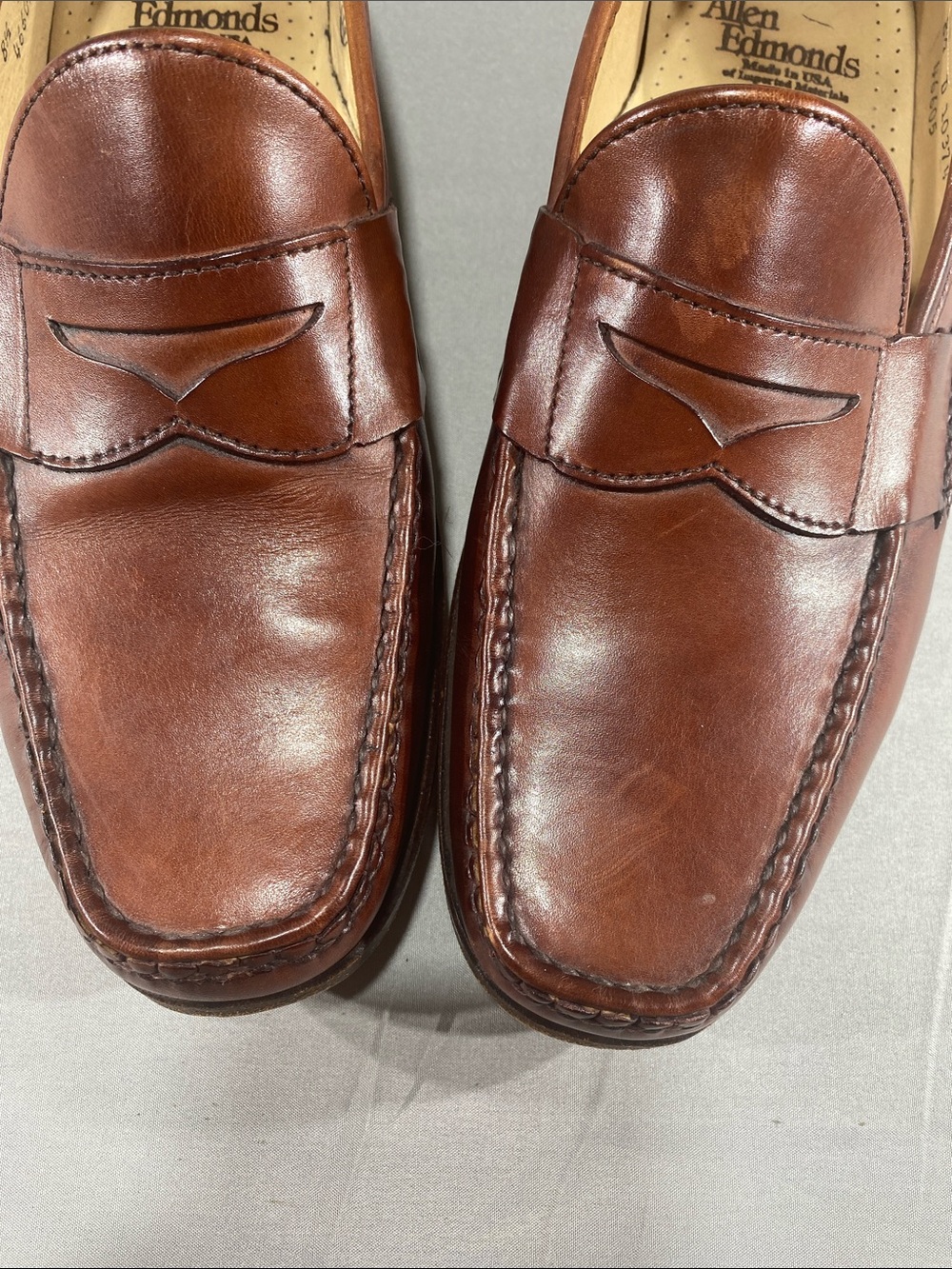 Allen Edmonds Hanover Penny Loafers in Chestnut Brown - Picture 3 of 6
